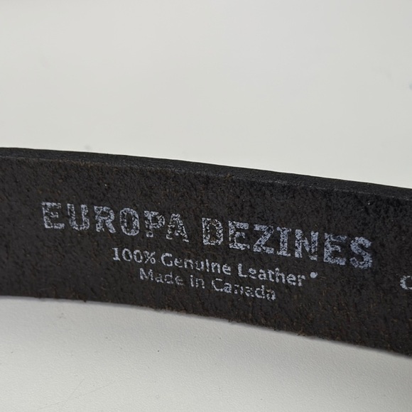 Europa Dezines Men's Black Leather Woven Belt - Picture 4 of 8